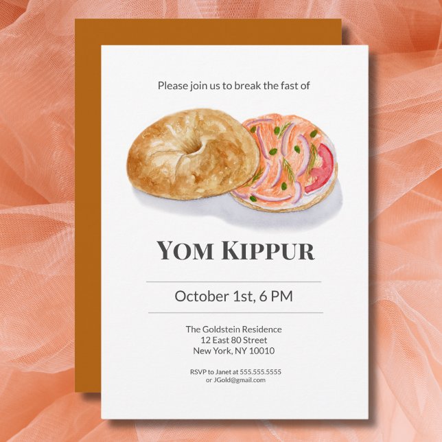 Invitation Bagels aquarelle Saumon fumé Yom Kippur (Créateur téléchargé)