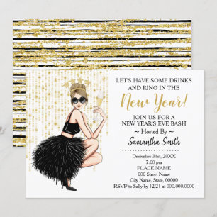 Invitation Bague au Nouvel An et prendre un verre Parties sci