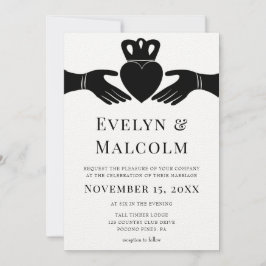 Invitation Bague de Claddagh irlandais Simple Mariage noir et