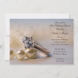 Invitation Bague de diamant et perles Mariage de poste Brunch