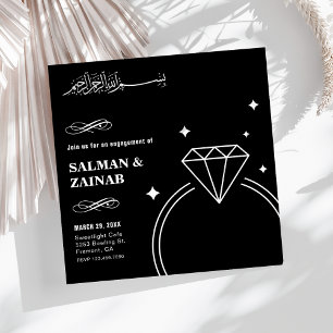 Invitation Bague de diamant noir Fiançailles musulman musulma