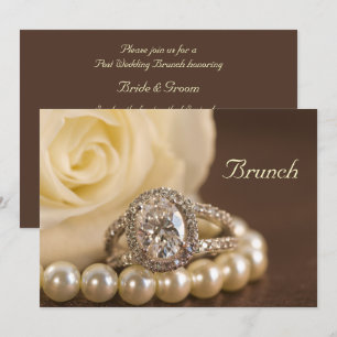 Invitation Bague de diamant ovale Rose blanche Bapteme de mar