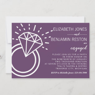 Invitation Bague de diamant Violet Mariage