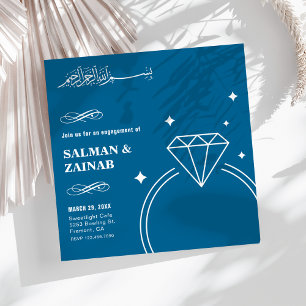 Invitation Bague de fiançailles diamant bleu islamique musulm