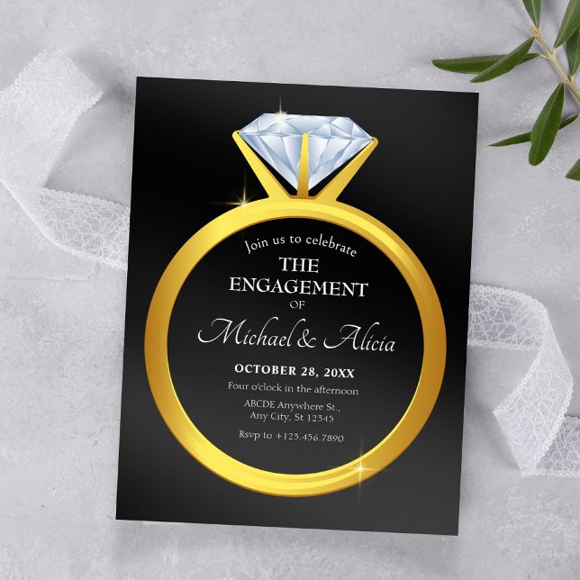 Invitation Bague de fiançailles diamant simple moderne (Créateur téléchargé)