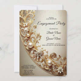 Invitation Bague de fiançailles Ornate Gold Flourish