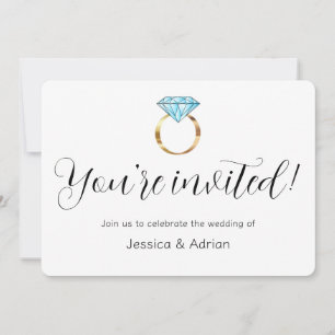 Invitation Bague de mariage diamant bleu bébé