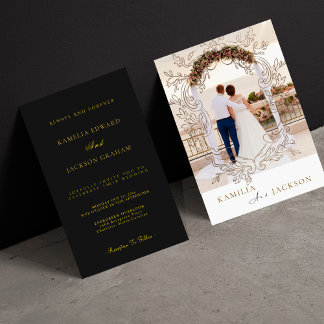 Invitation Bague de mariage minimaliste en or rose à deux piè