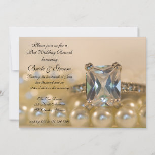 Invitation Bague de princesse diamant perles brunch après mar