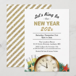 Invitation Bague d'horloge à compte à rebours au Nouvel An