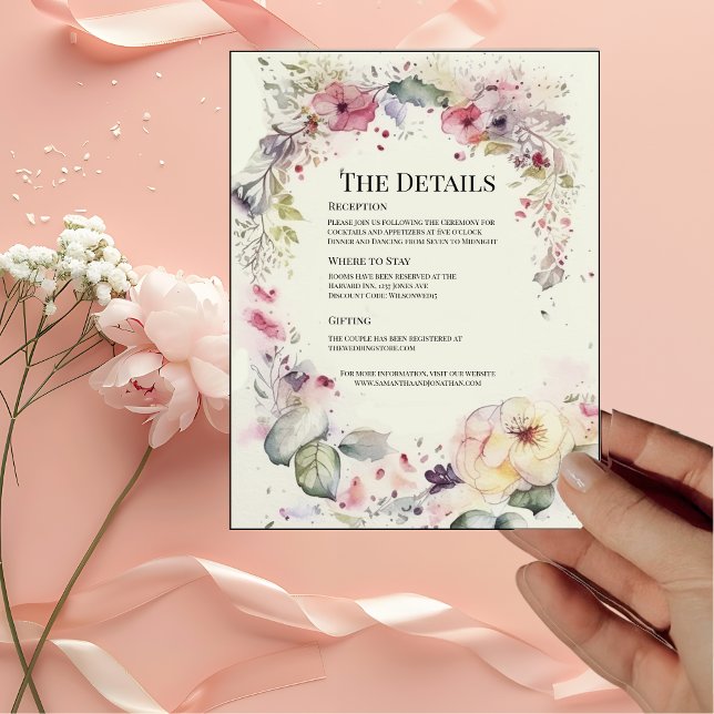 Invitation Bague Élégante de Fleurs Détails en Aquarelle Cart (Créateur téléchargé)