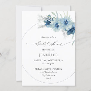 Invitation Bague florale Boho bleu Dusty Fête des mariées B