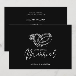 Invitation Bague minimaliste moderne noir et blanc