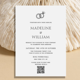 Invitation Bagues à main minimaliste Qr Code Mariage