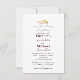 Invitation Bagues d'or Soirée de répétition de mariage élégan