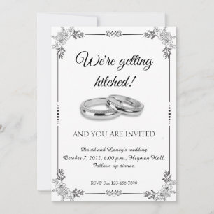 Invitation Bagues en platine et cadre motif