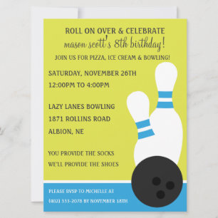 Invitation Bahama Blue Roll sur Bowling Anniversaire