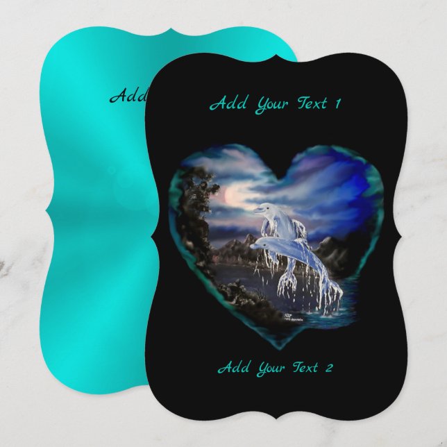 Invitation Baie à la nuit, Amour Dauphin (Devant / Derrière)