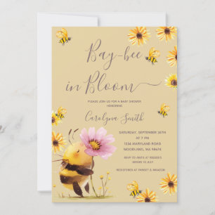 Invitation Baie abeille en fleur Baby shower Fleur Daisy