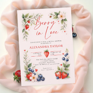 Invitation Baie Amoureuse Art Botanique Rose Fête de Mariage