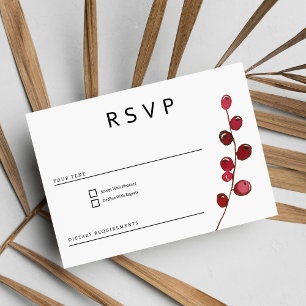 Invitation Baies d'aquarelle rose bordeaux florale RSVP