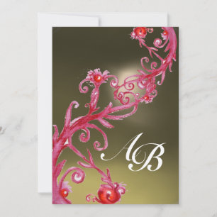 Invitation BAIES MAGIQUES 3, agate rouge MONOGRAMME