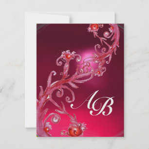 INVITATION BAIES MAGIQUES 4, GLACE RUBIS ROUGE MONOGRAMME