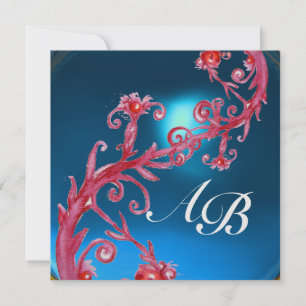 INVITATION BAIES MAGIQUES 4, GLACE SAPHIR ROUGE MONOGRAMME