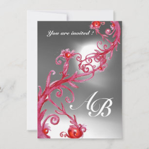 Invitation BAIES MAGIQUES 4, MONOGRAMME cristal rouge blanc