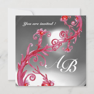 Invitation BAIES MAGIQUES 4, MONOGRAMME cristal rouge blanc