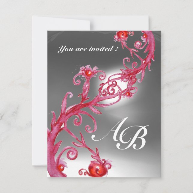 Invitation BAIES MAGIQUES 4, MONOGRAMME cristal rouge blanc (Devant)