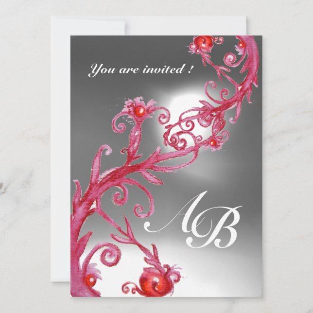 Invitation BAIES MAGIQUES 4, MONOGRAMME cristal rouge blanc (Devant)