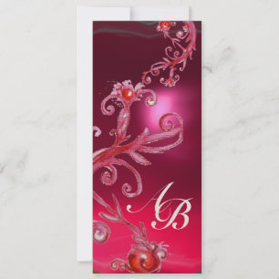 Invitation BAIES MAGIQUES 4, MONOGRAMME or rubis rouge