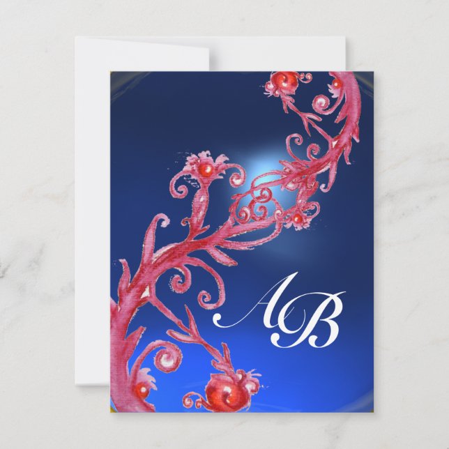Invitation BAIES MAGIQUES 4, MONOGRAMME rouge rubis saphir (Devant)