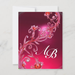 Invitation BAIES MAGIQUES 4, MONOGRAMME rubis rouge