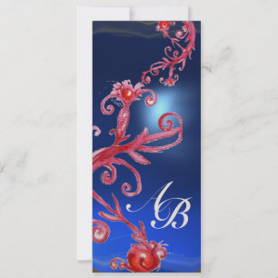 Invitation BAIES MAGIQUES 4, MONOGRAMME saphir rouge or