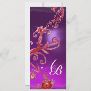 Invitation BAIES MAGIQUES MONOGRAMME champagne blanc violet