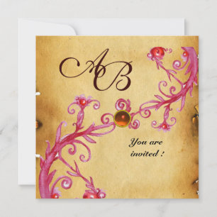 Invitation BAIES MAGIQUES  MONOGRAMME  Parchemin  Agate Orang