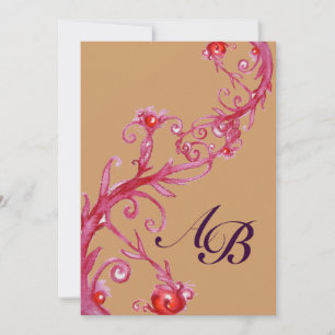 Invitation BAIES MAGIQUES, MONOGRAMME rouge bleu