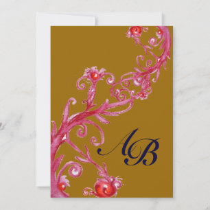 Invitation BAIES MAGIQUES, MONOGRAMME rouge jaune