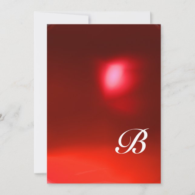 Invitation BAIES MAGIQUES, MONOGRAMME rouge rubis (Devant)