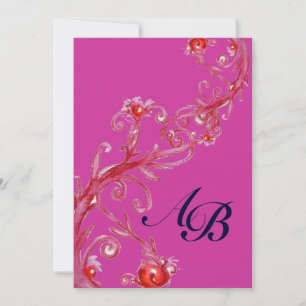 Invitation BAIES MAGIQUES, MONOGRAMME rouge violet