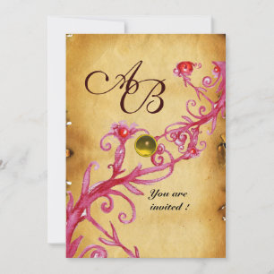Invitation BAIES MAGIQUES  MONOGRAMME  Topaze Jaune Parchemin