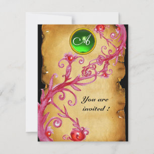 Invitation BAIES MAGIQUES MONOGRAMME, vert