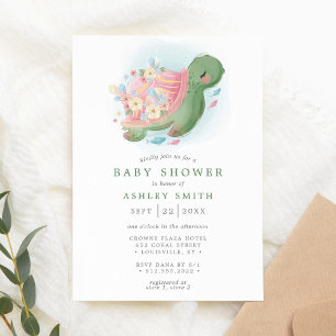 Invitation Baignade de bébé Fleur de Tortue de Mer Nautilus O