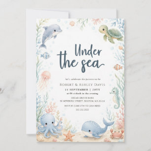 Invitation Baignade sous-marine aquarelle Animaux de l'océan