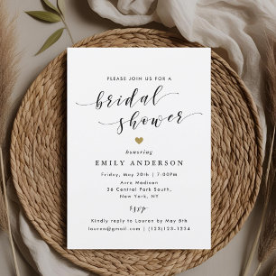 Invitation Baigne de mariage coeurs d'or modernes