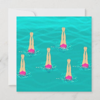 Invitation Baigneurs Nager Synchronisé Sous L'Eau