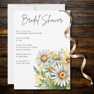 Invitation Baigneuse de Mariage Fleur de Daisy Aquarelle 