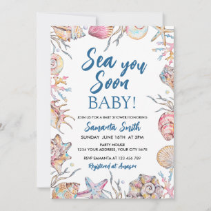 Invitation Baignoire en coquillages Baby Shower